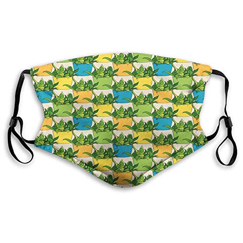 Verde Azul,Patrón Continuo Temático De Jardinería con Plantas Caseras En Macetas,Champán Y Multicolor Decoraciones Faciales,Bufanda para La Cara Y La Boca