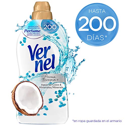 Vernel Suavizante Lavadora Concentrado Aromaterapia Agua de Coco & Minerals 57 Lavados - Pack de 8, Total: 456 Lavados (10.4 L)