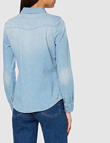 Vero Moda Vmmaria LS Dnm Slim Shirt Mix Ga Noos Ci Camisa, Hellblau, M para Mujer