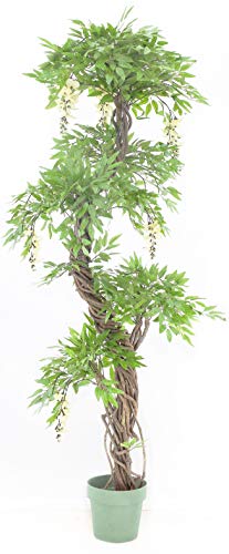 Vert Lifestyle Calidad Artificial Crema Floración Japonés Fruticosa Árbol, Réplica Oficina Interior Al Aire Libre Topiary Tree Plant - 165cm Alto