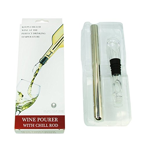 Vertedor de Vino con varilla de enfriamiento 3 en 1. Aireador de vino. Acero inoxidable alimentario.