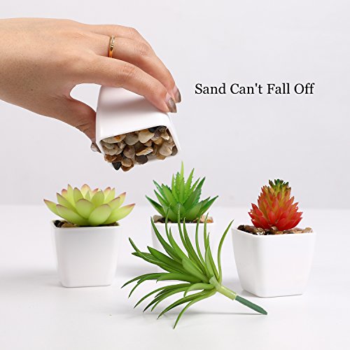 Veryhome Fake Suculentas Plantas Artificiales En Macetas En Mini Macetas Cuadradas Blancas para Jardín De Casa Decoración Verde (Maceta de plástico)