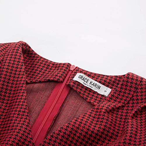 Vestido de lápiz con Estampado de Tela Escocesa sin Mangas con Cuello de Pico y Escote en V de Bodycon para Mujer