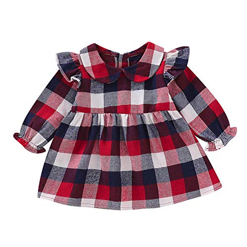 Vestido de Navidad Manga Larga Invierno para Bebe Niña Recien Nacido 3 Meses - 24 Meses PAOLIAN Vestido Princesa Bebe Niña Cuadros Primer cumpleaños Bautizo Ceremonia Fiesta en Oferta otoño