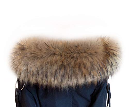 VEVESMUNDO Desmontable Cuello de Pelo Bufanda Estola del Cuello de Sintetica Postizo Piel Para Otoño Invierno Abrigo Chaqueta Chaleco Parka (Cuello de piel 80cm de largo, Marrón brillante)