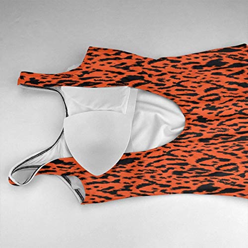 VFBGF Traje de baño para Mujer Traje de baño de una Pieza Traje de baño para Playa Orange Leopard Print Pattern Women's Siamese Swimsuit Beach Bathing Suit Bikini