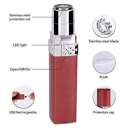 VGROUND Depiladora Facial Mujer, Afeidadora Eléctrica Sin Dolor Afeitado Portátil para Labio, Barbilla, Mejilla, Cara, Piernas, Brazos