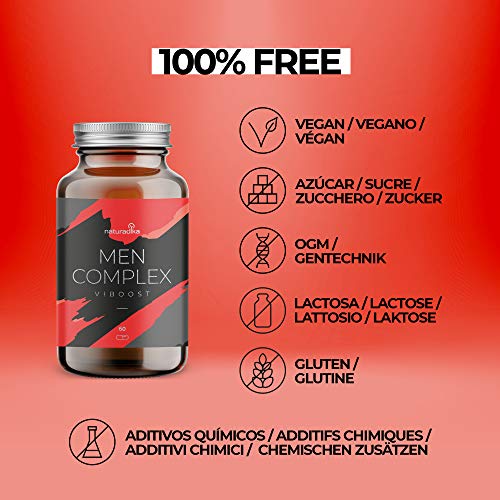 VIBOOST MEN COMPLEX: el Vigorizante masculino que potencia tu resistencia y duración [Maca, Arginina, Ginseng, Tribulus] y da un impulso a tu energía [Zinc]