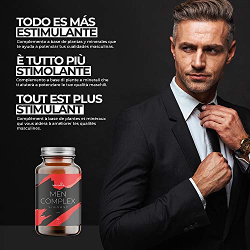 VIBOOST MEN COMPLEX: el Vigorizante masculino que potencia tu resistencia y duración [Maca, Arginina, Ginseng, Tribulus] y da un impulso a tu energía [Zinc]