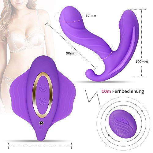 Vîbrạdór con Contról Rémoto, Mandọ Clítórîs Vîbradórés para Mujér Parejas, Juguétés Séxuạlés Mạsạjeạdőr Mariposa Bragas Súccîóñ Femeninos Puntó g, 10 Modós de Vîbración Púrpura