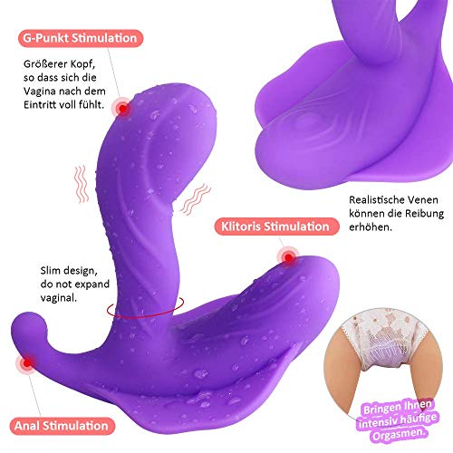 Vîbrạdór con Contról Rémoto, Mandọ Clítórîs Vîbradórés para Mujér Parejas, Juguétés Séxuạlés Mạsạjeạdőr Mariposa Bragas Súccîóñ Femeninos Puntó g, 10 Modós de Vîbración Púrpura