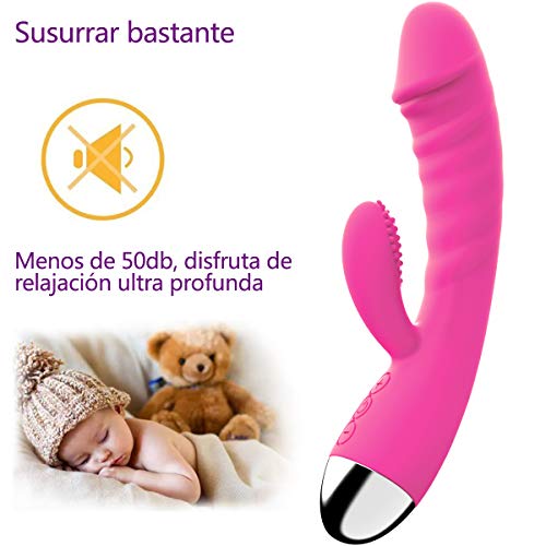 Vîbràdórés Séxúàles para Mujer Clítórîs, Vîbràdór Pàréjàs Masajeador Portátil in Silicona con Función de Calefacción, 10 Modos de Masaje, 2 Motores