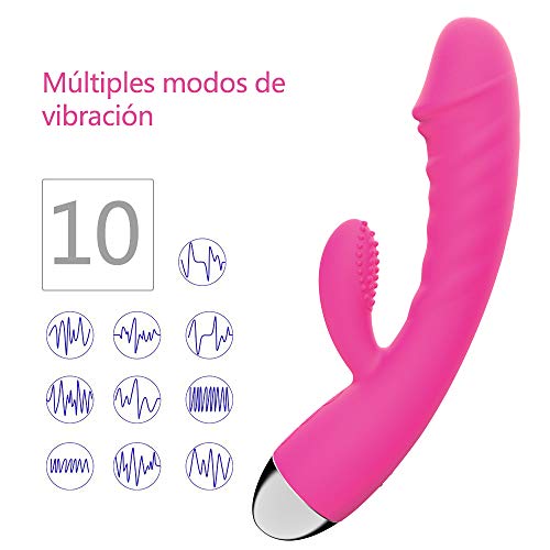 Vîbràdórés Séxúàles para Mujer Clítórîs, Vîbràdór Pàréjàs Masajeador Portátil in Silicona con Función de Calefacción, 10 Modos de Masaje, 2 Motores