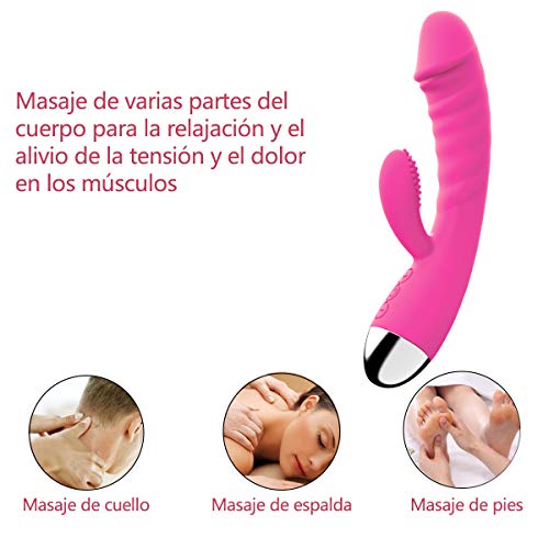 Vîbràdórés Séxúàles para Mujer, Vîbràdór Pàréjàs Masajeador Portátil in Silicona con Función de Calefacción, 10 Modos de Masaje, 2 Motores