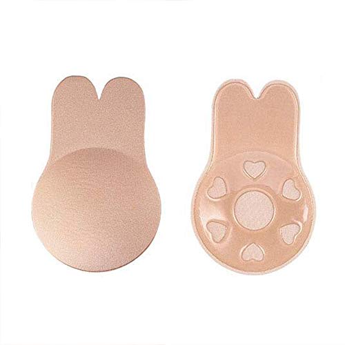 Viccess Sujetador Adhesivo Silicona Sujetador Invisible Push up Sujetador Coneja para Mujer Sostén Cómodo Reutilizable (L(Cup C/D), Beige)