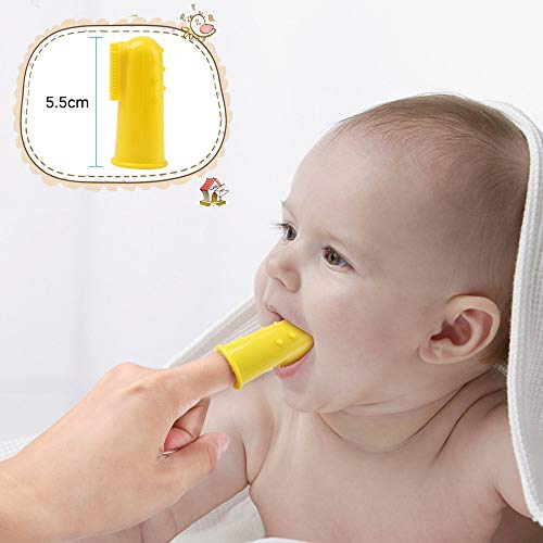 Vicloon Cepillo Dientes Bebe, Cepillo de Dientes de Silicona, Mango de Abeja, Diseño de Ventosa y Anillo Protector de Silicona, Cuidado Oral del Bebe con 2 Cabezales de Cepillo Reemplazables