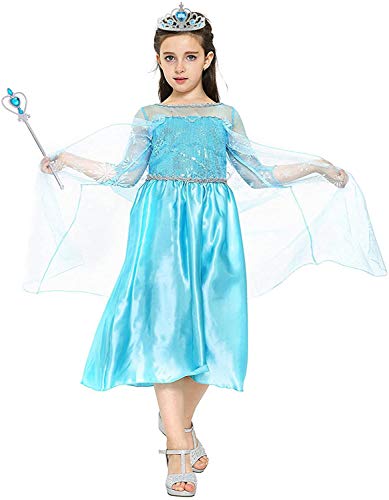 Vicloon - Disfraz de Princesa Elsa - Reino de Hielo - Vestido de Cosplay de Carnaval, Halloween y la Fiesta de Cumpleaños