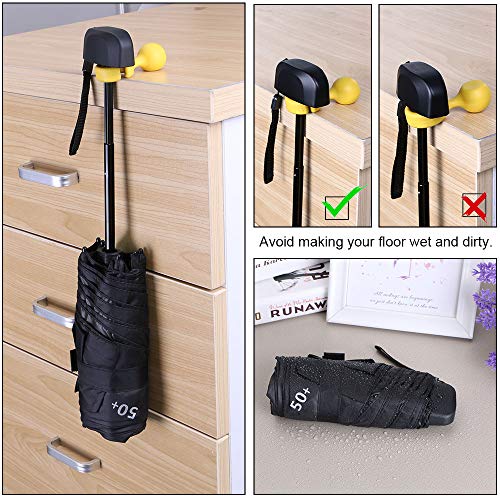 Vicloon Mini Paraguas, Paraguas de Viaje Portátil 6 Varillas con Puesto de Paraguas y 210T Negro Tela de Goma, Paraguas Plegables y Compacto, Mini Viento Paraguas 95% De Resistencia UV - Negro