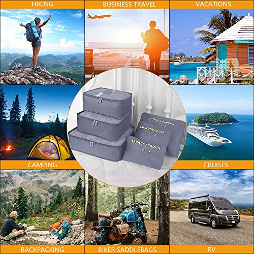 Vicloon Organizador de Equipaje, 6 en 1 Set de Organizadores de Viajes, Impermeable Organizador de Maleta Bolsa Incluir 3 * Cubos del Embalaje del Recorrido y 3 * Bolsos de la Compresión (Gris)