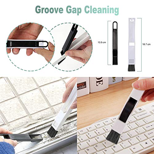 Vicloon Plumero de Limpieza, Microfibra Plumero con 2 en 1 Ranuras Cepillo de Limpieza, Extensible Ajustable Lavable con 245cm Barra Telescópica para Ventanas Persianas Muebles Coches - Gris