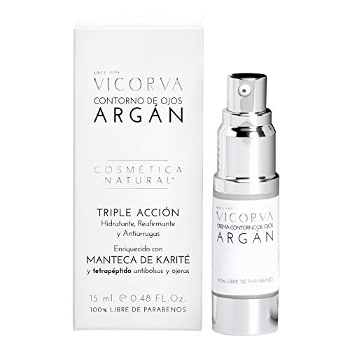 VICORVA CONTORNO DE OJOS ARGÁN | Triple acción: hidratante, reafirmante y antiarrugas | Minimiza bolsas y ojeras | Aceite de Argán y Manteca de Karité | 15ml