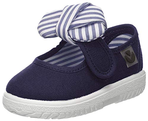 Victoria Mercedes Lona Pañuelo, Zapatos de primeros pasos para Bebé-Niñas, Azul (Marino), 22 EU