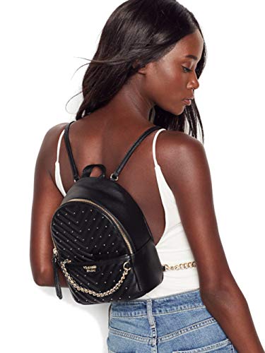 Victoria`s Secret - Mochila urbana pequeña con guateado en V y tachuelas - negro