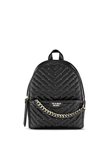 Victoria`s Secret - Mochila urbana pequeña con guateado en V y tachuelas - negro