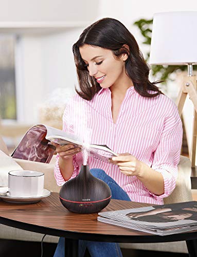 VicTsing 300ml Difusor de Aceites Esenciales, Difusor Aromaterapia de 7-Color LED, Función de Apagado Automático,Humidificador Ultrasónico Cool Mist sin BPA para Dormitorio Hogar, Marrón