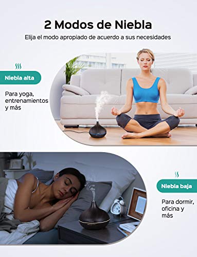 VicTsing 300ml Difusor de Aceites Esenciales, Difusor Aromaterapia de 7-Color LED, Función de Apagado Automático,Humidificador Ultrasónico Cool Mist sin BPA para Dormitorio Hogar, Marrón