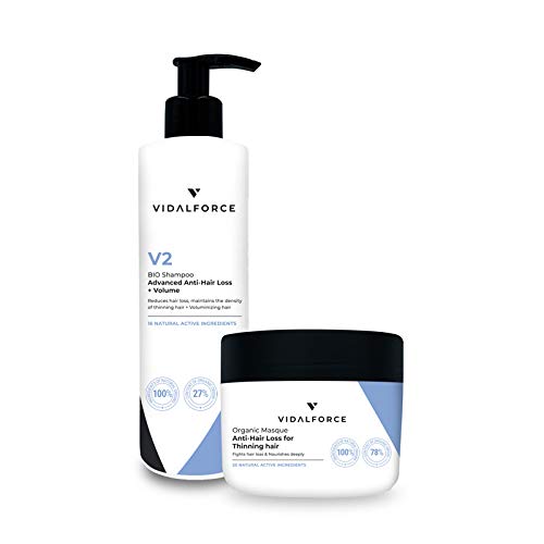 VidalForce, Champu V2 + Mascarilla, Pack Anti-Caida Avanzada BIO + Volumen