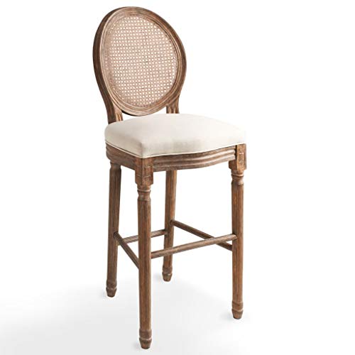 vidaXL 2X Sillas de Bar 48x52x123 cm Lino Crema Asiento Banco Taburete Mueble