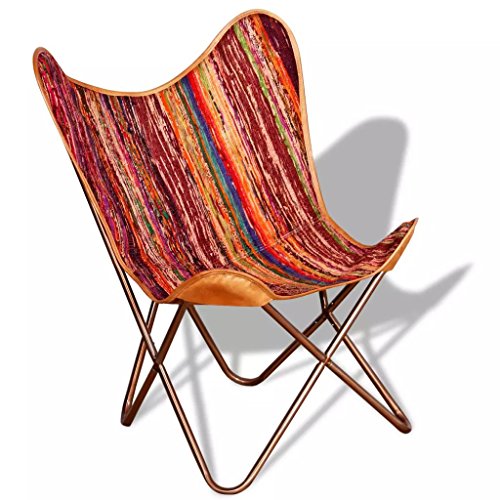 vidaXL Silla de Mariposa BKF Tela Chindi 74x66x90 cm Multicolor Sillón Butaca