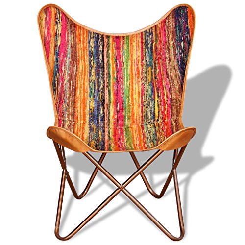 vidaXL Silla de Mariposa BKF Tela Chindi 74x66x90 cm Multicolor Sillón Butaca