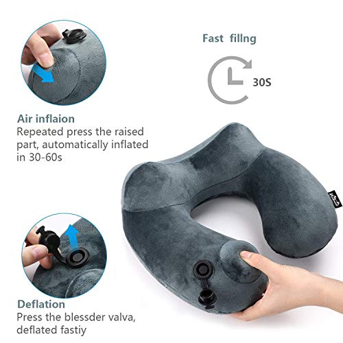 Viedouce Almohada Viaje Cojín Cuello Cervical Viaje Inflable Hinchable Avion para Niños Adulto Forma de U Cojin Almohada Viaje Apoya la Cabeza Inflable Cuello Cervical la Barbilla Cojín