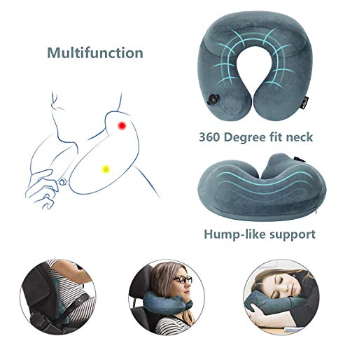 Viedouce Almohada Viaje Cojín Cuello Cervical Viaje Inflable Hinchable Avion para Niños Adulto Forma de U Cojin Almohada Viaje Apoya la Cabeza Inflable Cuello Cervical la Barbilla Cojín