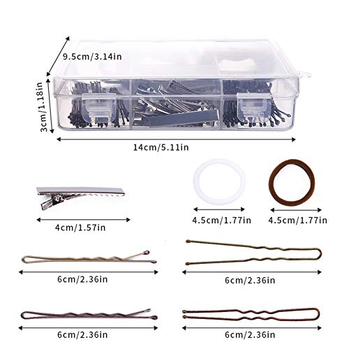 Viesap Horquillas Y Bandas Para El Pelo, Horquillas De Pelo En U Goma De Pelo Banda De Pelo Para NiñAs Y Mujeres Gomas Y Pinza De Pelo En Espiral Negra De Pelo Con Caja De Almacenaje Transparente.