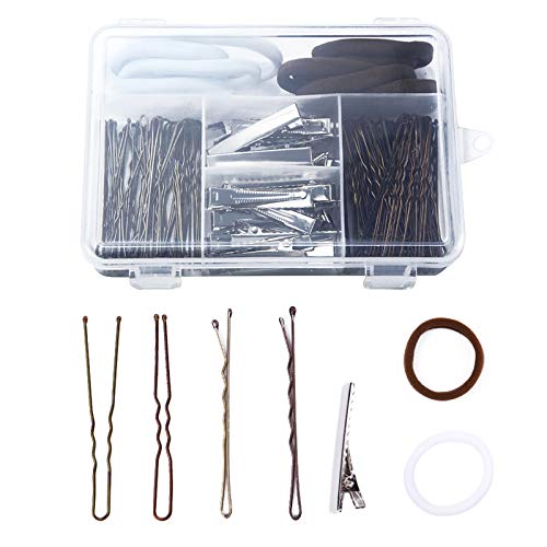 Viesap Horquillas Y Bandas Para El Pelo, Horquillas De Pelo En U Goma De Pelo Banda De Pelo Para NiñAs Y Mujeres Gomas Y Pinza De Pelo En Espiral Negra De Pelo Con Caja De Almacenaje Transparente.