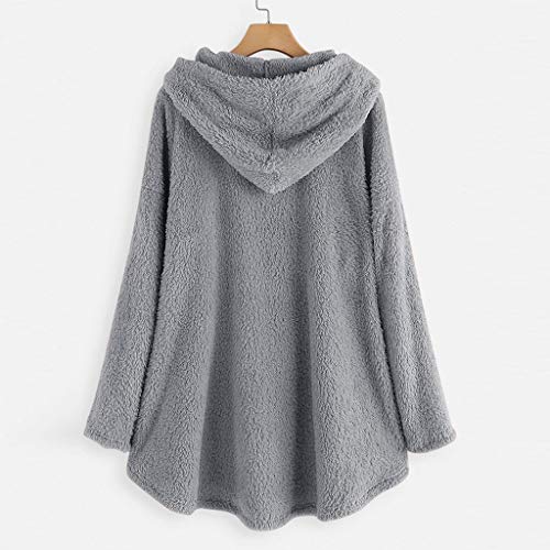 Viewk - Sudadera de manga larga para mujer, diseño de gato, bordado, talla grande, con botones de bolsillo