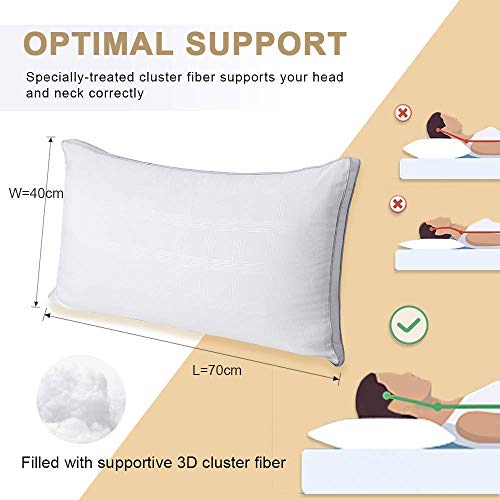 viewstar Almohadas 70x40cm, Almohadas Antiácaros e Antialérgico, Pack de 2 Almohadas Firmeza Media, 100% Microfibra, Almohadas para Camas, Pillow Certificado por Oeko-Tex