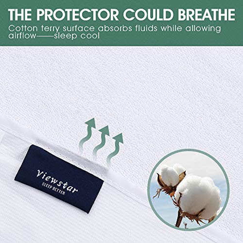 viewstar Funda Colchón 150x190/200, Algodón Protector Colchón Impermeable con Esquinas Elásticas, Transpirable& Fresco, Antiácaros& Hipoalergénico, Lavable& Silencioso, Cubre Colchón