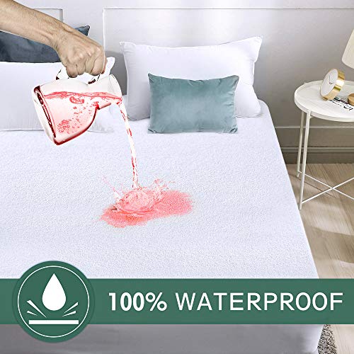 viewstar Funda Colchón 150x190/200, Algodón Protector Colchón Impermeable con Esquinas Elásticas, Transpirable& Fresco, Antiácaros& Hipoalergénico, Lavable& Silencioso, Cubre Colchón