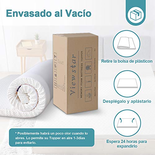 viewstar Topper Viscoelástico 150x190x5cm, Sobrecolchón con Alivio de la Presión, Topper para Colchón de Espuma de Memoria, Funda Extraíble, CertiPUR-EU Certificado