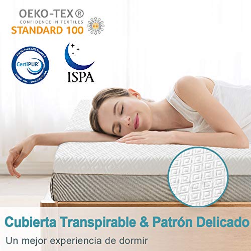 viewstar Topper Viscoelástico 150x190x5cm, Sobrecolchón con Alivio de la Presión, Topper para Colchón de Espuma de Memoria, Funda Extraíble, CertiPUR-EU Certificado