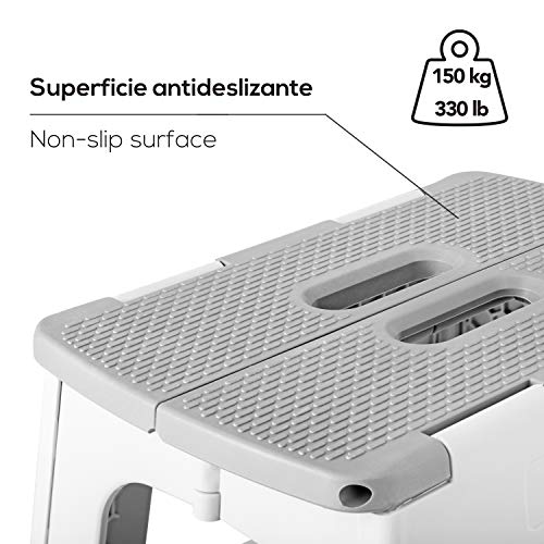 VIGAR Taburete Plegable Compact Color Gris de 40 cm de Altura y Peldaño Doble