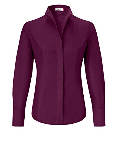 Vincenzo Boretti Camisa de Mujer Elegante y clásica, Ligeramente más angosta (Modern-fit), 100% algodón, Manga-Larga, Cuello cáliz, Lisa - no Necesita Plancha Berenjena 36