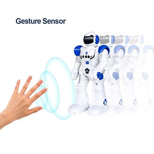 Vindany Inteligente RC Robot Juguete Control Remoto Gesto Robot Kit con programación Intelectual, Cantando y Bailando Robots Recargables multifuncionales para niños (Azul)