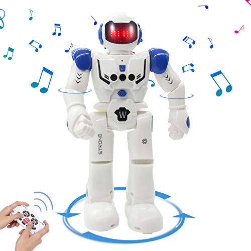 Vindany Inteligente RC Robot Juguete Control Remoto Gesto Robot Kit con programación Intelectual, Cantando y Bailando Robots Recargables multifuncionales para niños (Azul)