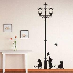 Vinilo decorativo pegatina pared, cristal, puerta (Varios colores a elegir)- gatos debajo de la farola