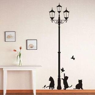 Vinilo decorativo pegatina pared, cristal, puerta (Varios colores a elegir)- gatos debajo de la farola